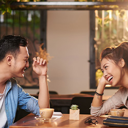 Young man and woman on a dinner date