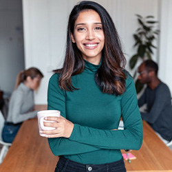 Woman smiling in an office