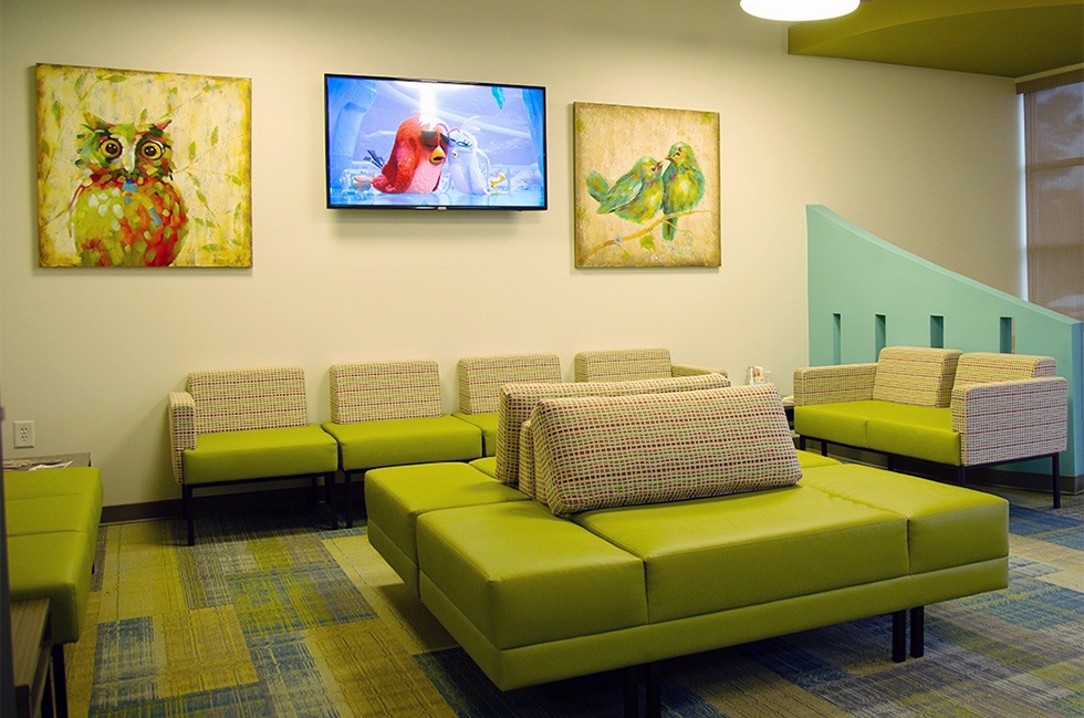 Cozy orthodontic office waiting area